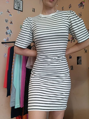 Sisters Point striped dress new, size XS, black and white