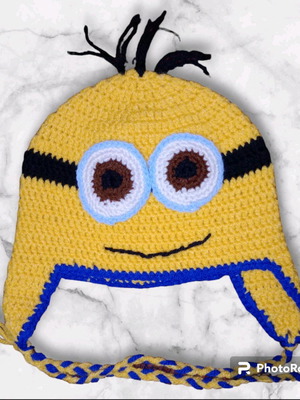 Minion knit hat new handmade with soft yarns
