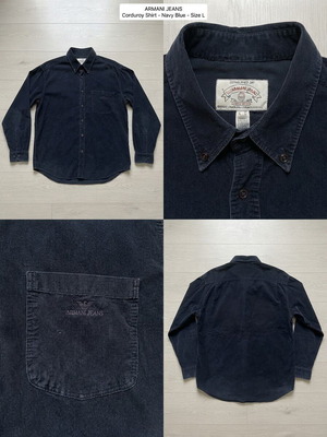 Armani Jeans ανδρικό κοτλέ πουκάμισο σε navy, μέγεθος L
