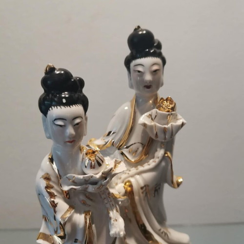 Japan porcelain figurine set used with gold decoration