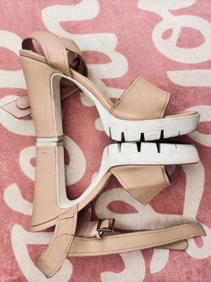 Fred nude platform sandals with white lug sole