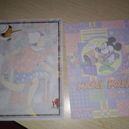 Micky & Pinocchio stationery paper like new