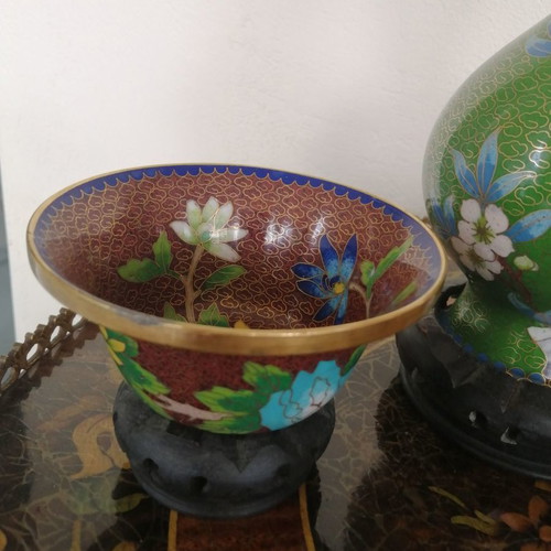 Cloisonne Chinese Art Decorations used, set of 24 pieces