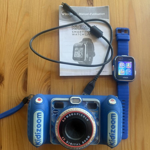 Kidizoom smart watch and camera used, rechargeable watch, multilingual camera