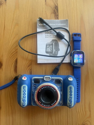 Kidizoom smart watch and camera used, rechargeable watch, multilingual camera