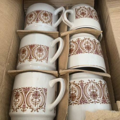Set of 6 double coffee cups with saucers new