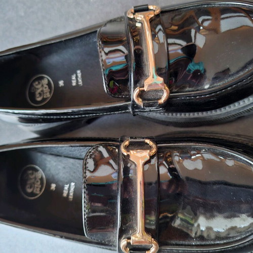 Exe moccasin shoes size 36 like new, black patent leather