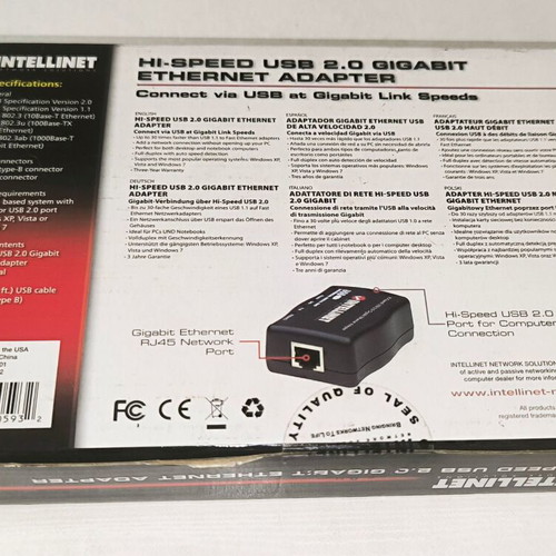 Intellinet Hi-Speed USB 2.0 Gigabit Ethernet Adapter new, sealed