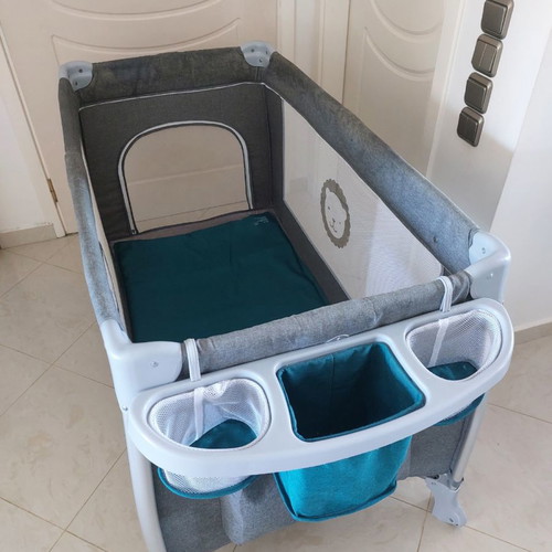 Lionelo Simon 2.0 playpen used 2-in-1 with carousel and mosquito net