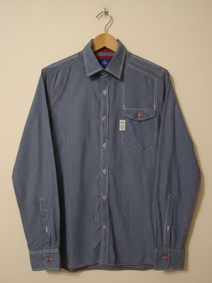 Men's shirt used, blue with thin stripes, size S