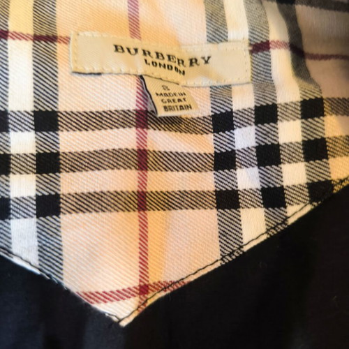 Burberry London black shirt with Nova Check collar and cuffs, size S