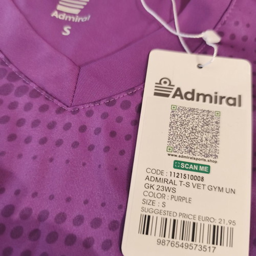 Admiral men's sports t-shirt small, new, purple, V-neck