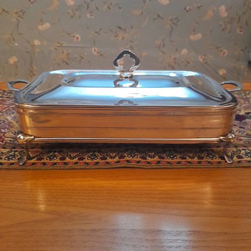 Silver-plated Pyrex base used with lid