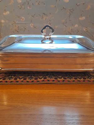 Silver-plated Pyrex base used with lid