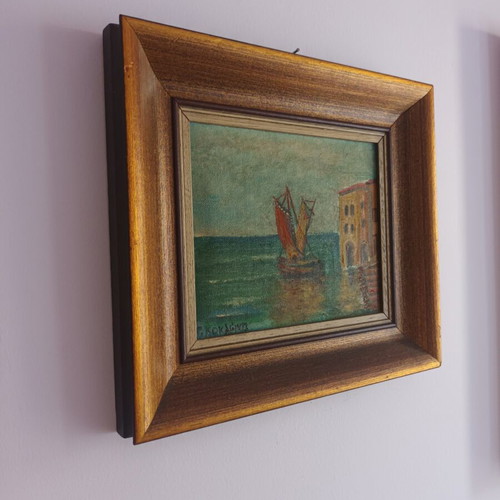 Painting used, 30x26 cm with solid wood frame