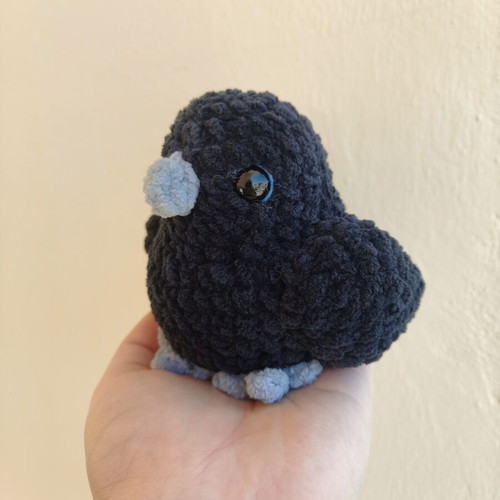 Crochet crow plush toy, handmade, hypoallergenic yarn