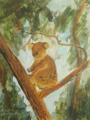 Koala painting new, acrylic on canvas 29.5x40x1.5 cm