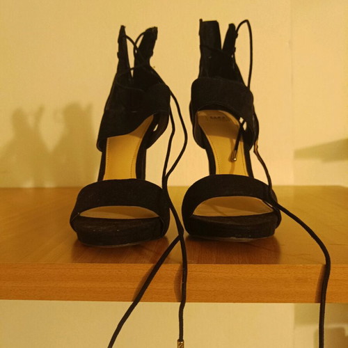 Zara black sandals like new with laces and zipper
