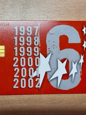 Olympiacos phone card collectible for 6 consecutive championships 1997-2002