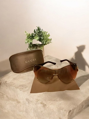 Gucci vintage shield sunglasses GG2802/S like new, brown and gold