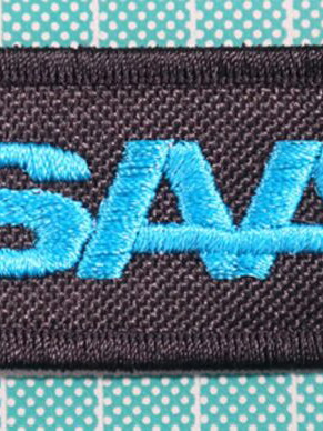 Fabric keychain Truck with embroidered logo 12x3 cm new, black