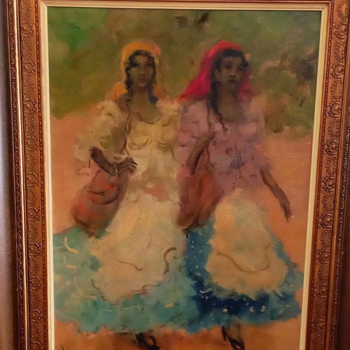 Oil painting Mich. Papageorgiou-Doris used with period frame