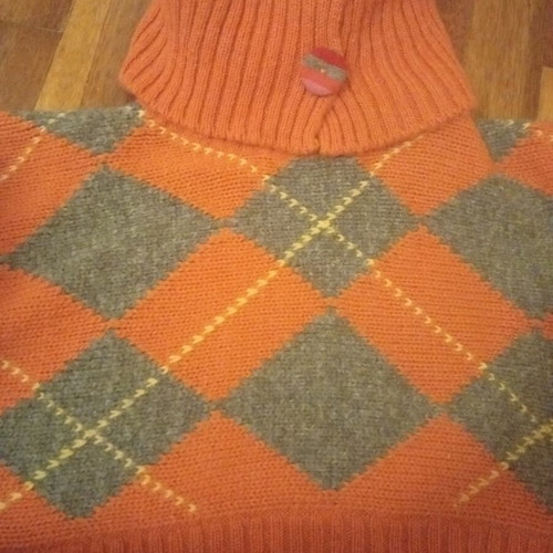 Benetton poncho sweater like new, short with short sleeves, orange