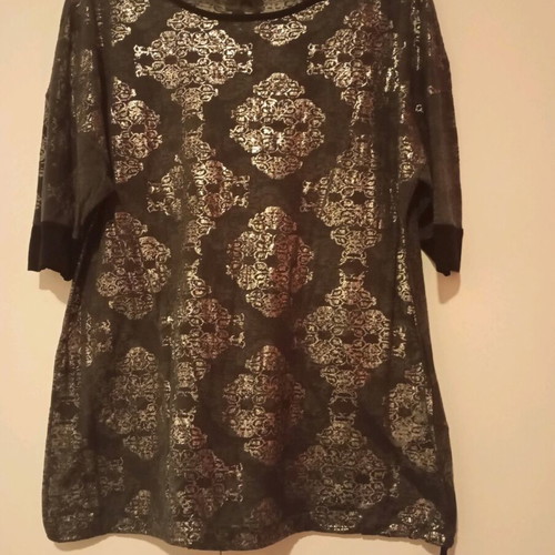 Blouse with transparent details like new, black and silver