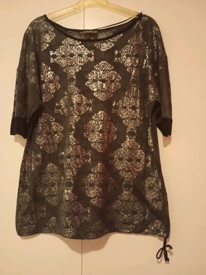 Blouse with transparent details like new, black and silver