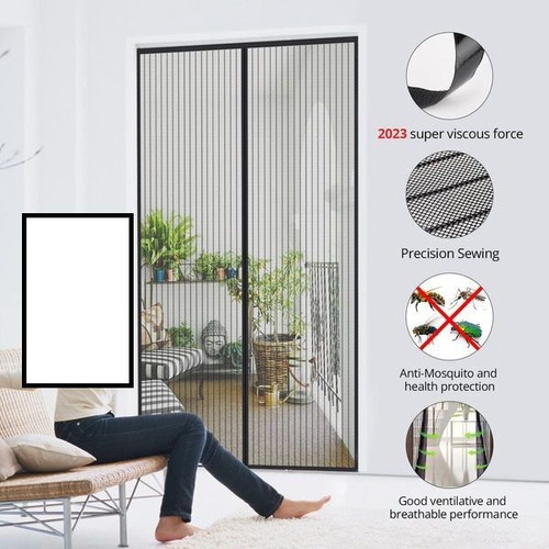 Mycarbon magnetic door screen 80 x 200 cm, black, no drilling