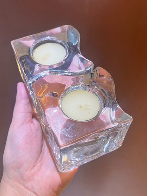 Orrefors Crystal Puzzle Candlesticks like new