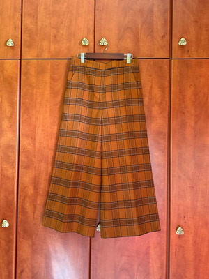 ZINI cropped pants used with checkered pattern in brown and orange