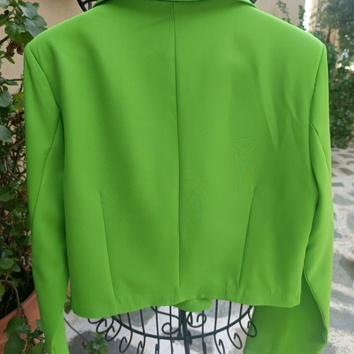 Green suit with crop jacket and skort new S/M