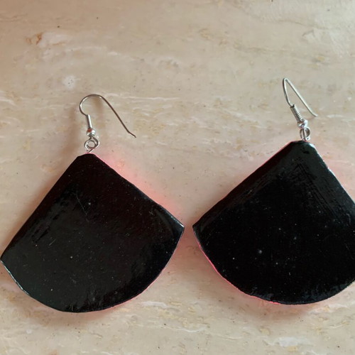 Wooden earrings hand-painted boho style, vintage 90s, new