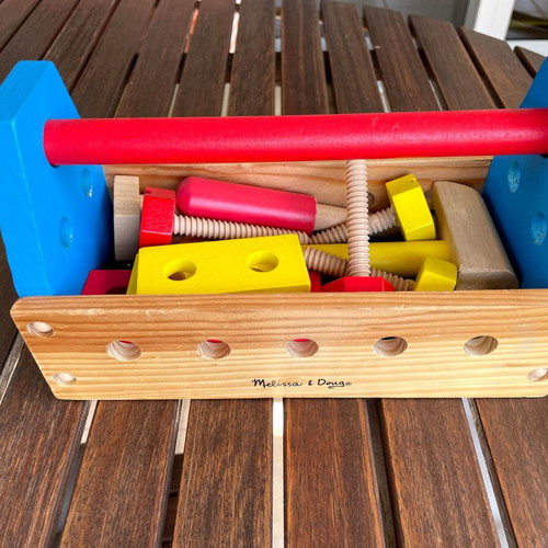 Melissa & Doug Wooden Construction Set and Tool Kit like new