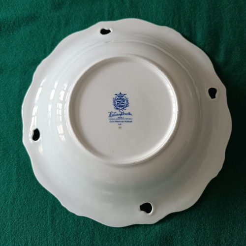 Weimar deep plate from German porcelain with blue cobalt and gold decoration like new