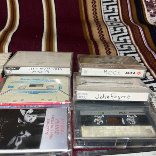 Collection of 32 used cassette tapes Greek laiko, children's stories, TDK/Agfa