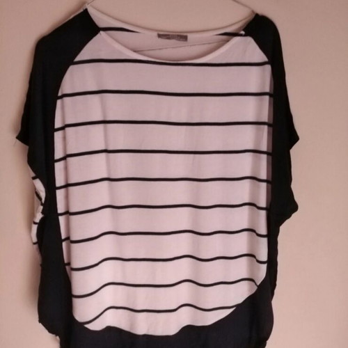 Zara women's striped blouse dark blue and white like new