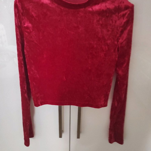 Velvet crop H&M used, red, size M