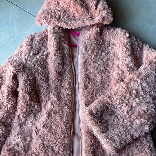 Children's jacket used with fur pink, for ages 7 to 13