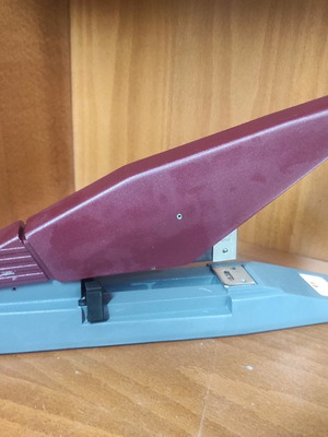 Rexel Giant desktop stapler used, metal, burgundy