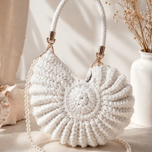Suelo Bag handmade, new, shoulder, white, 26x26 cm