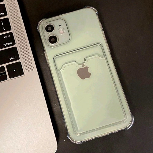 iPhone 12Pro Max case new with card slot, transparent green TPU