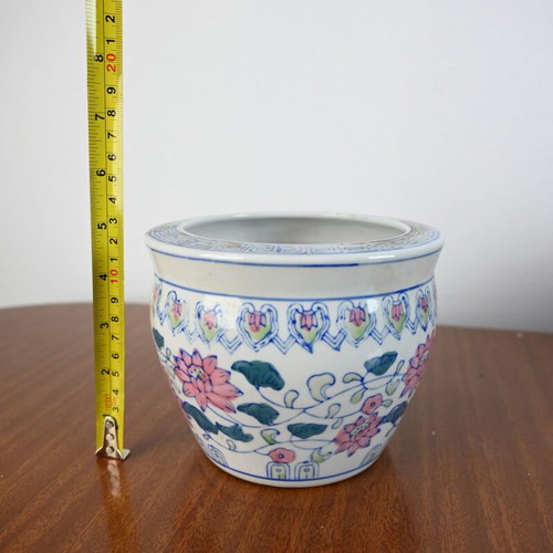 Chinese porcelain flowerpot used with lotus flower design