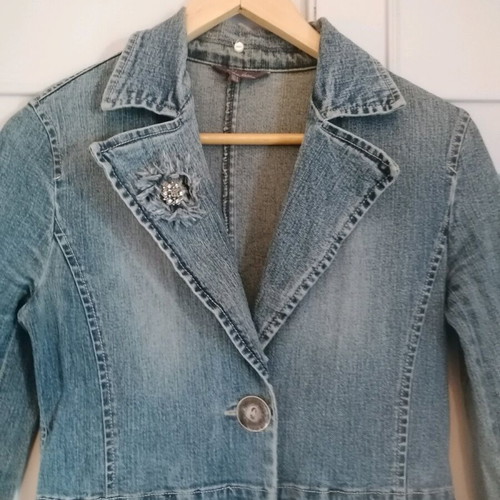 Zara denim trench coat used, size small, blue