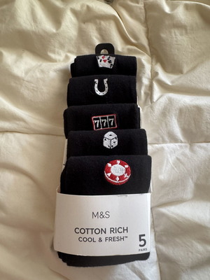 Marks & Spencer socks new, pack of 5 black, size 39.5-42.5