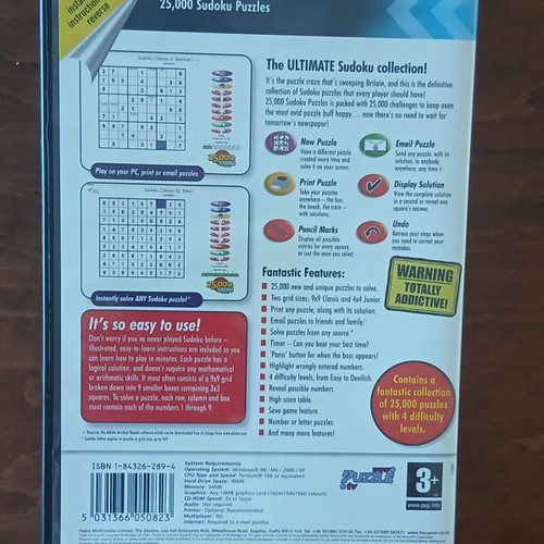 Sudoku PC game like new with 25000 puzzles