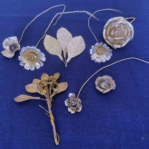 Luxury handmade silver bridal hair and boutonniere set with earrings gift