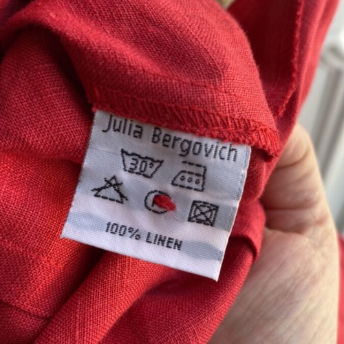 Julia Bergovich women's linen shirt new, red, sleeveless