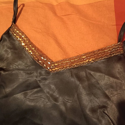 Satin brown camisole like new with gold sequins